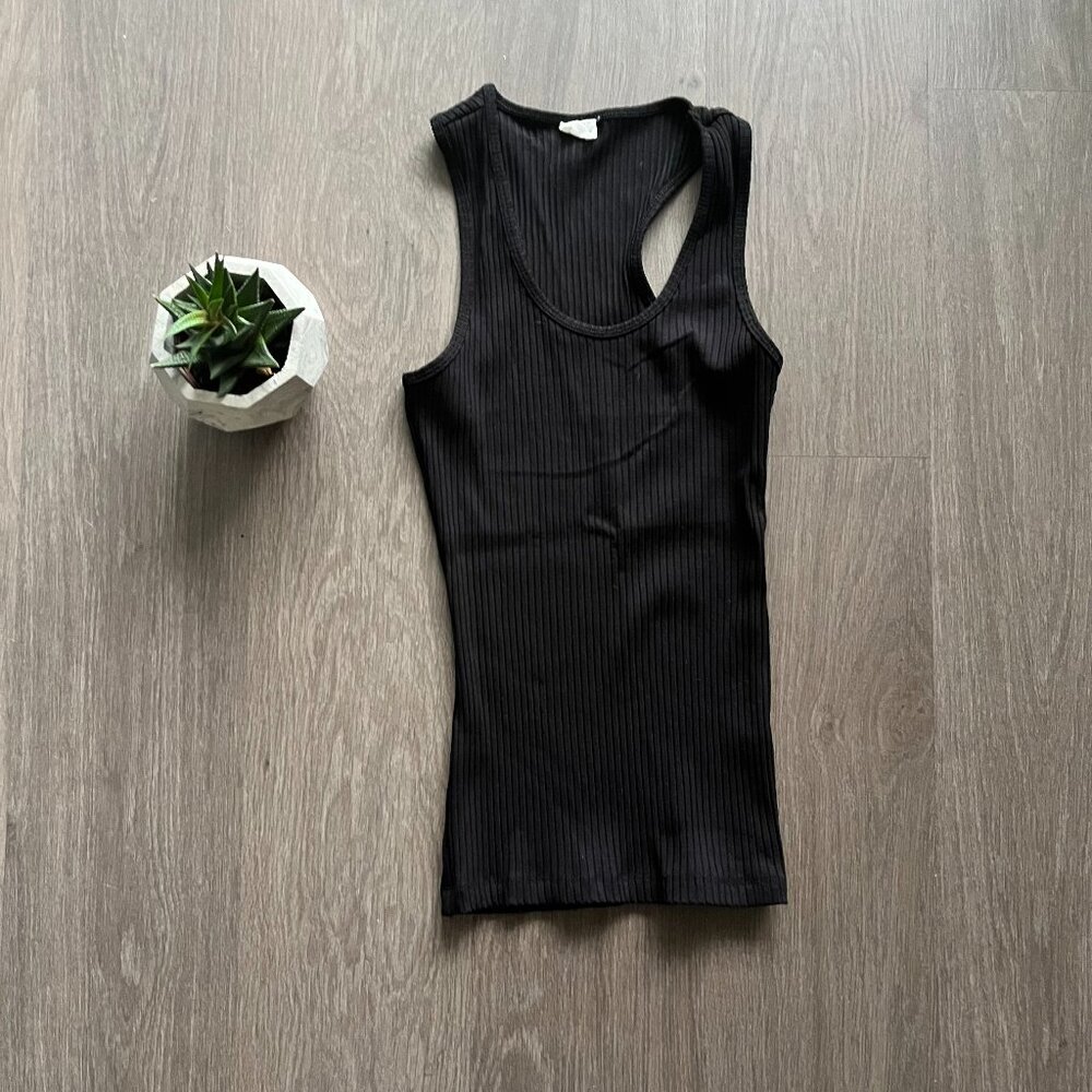 WILFRED FREE Black Sleeveless Ribbed Tank Top